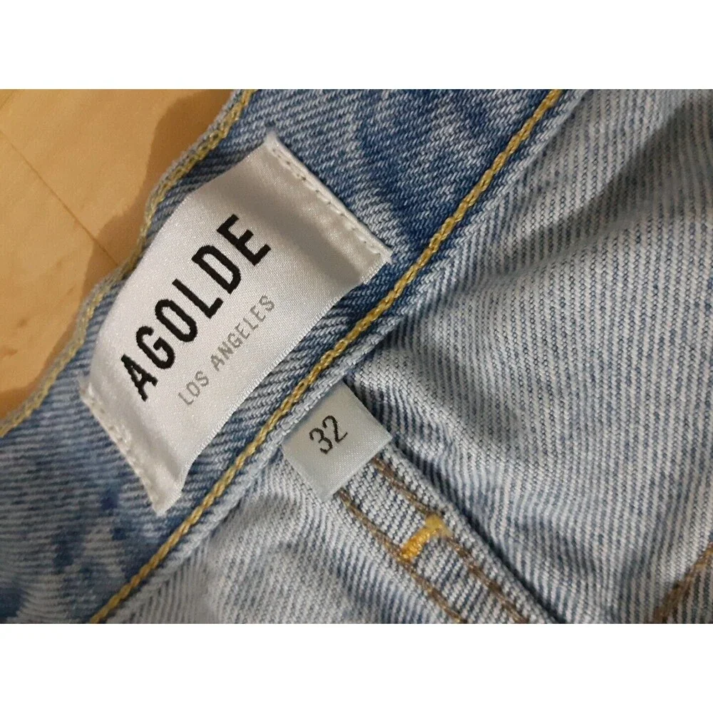 Agolde Parker Long Denim Fray Cutoff Shorts Women's 32x5 Light Blue A9010-811
